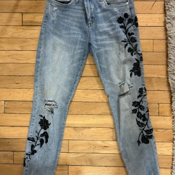 Blank NYC Shadow Bloom Crop Skinny Classique Jeans Embroidered, Tassels size 29 - Picture 2 of 9